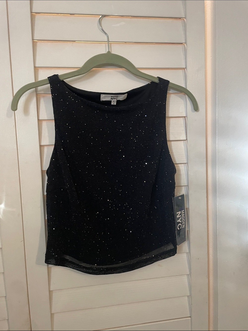 Steve Madden Black Sparkle Sleeveless Crop Top size XS